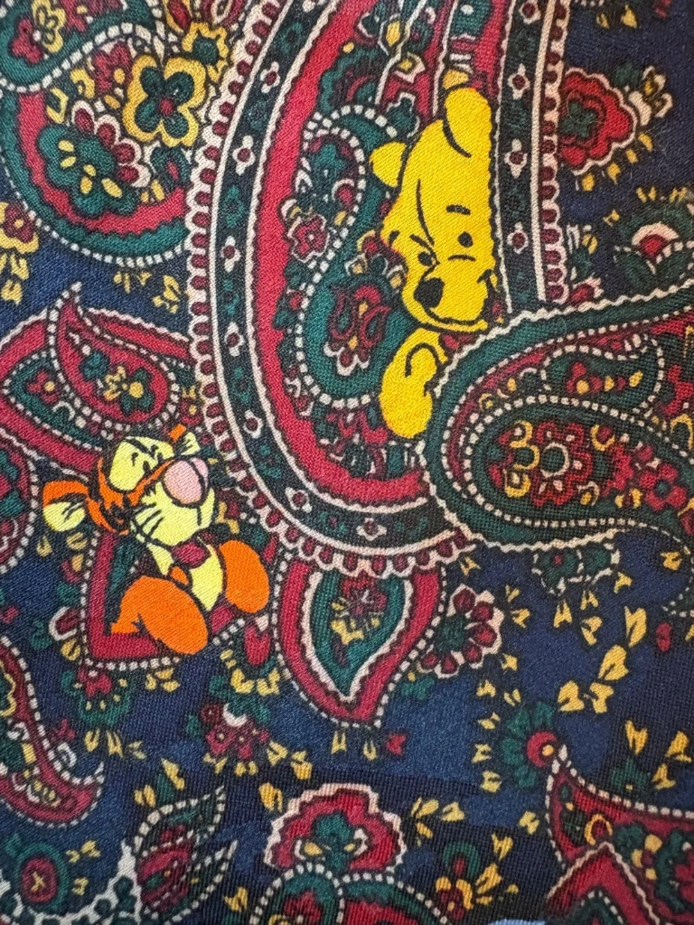 Vintage Disney Winnie the Pooh Paisley Necktie Character Tie Blue Red